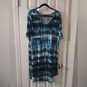 torrid Blue Teal Tie-Dye V-Neck Dress